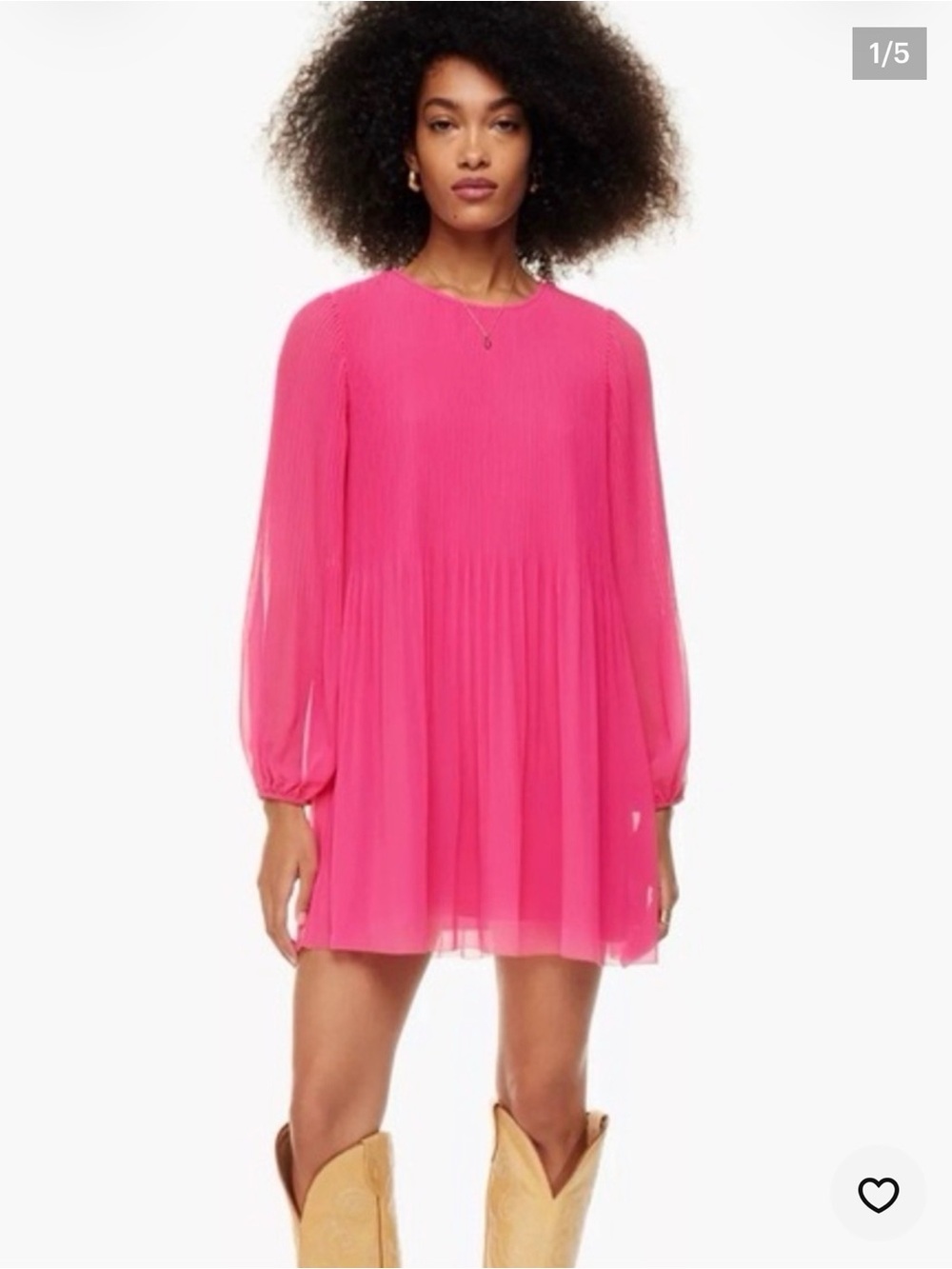 Wilfred Aritzia Long-Sleeve Pleated Mini Dress